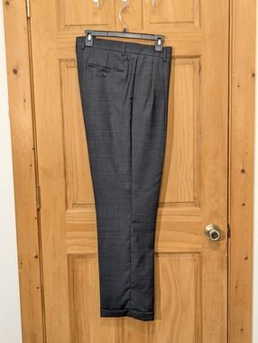 Nautica Pants Wool Blend Trousers Slacks Pleated Charcoal Gray Men's 34x32